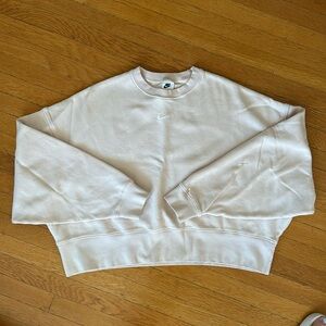 Nike oversized crop sweatshirt - size small. Light cream pink.